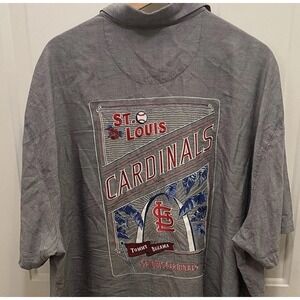 Tommy Bahama St. Louis Cardinals‎ Embroidered Grey Silk Shirt Men's 3XL MLB